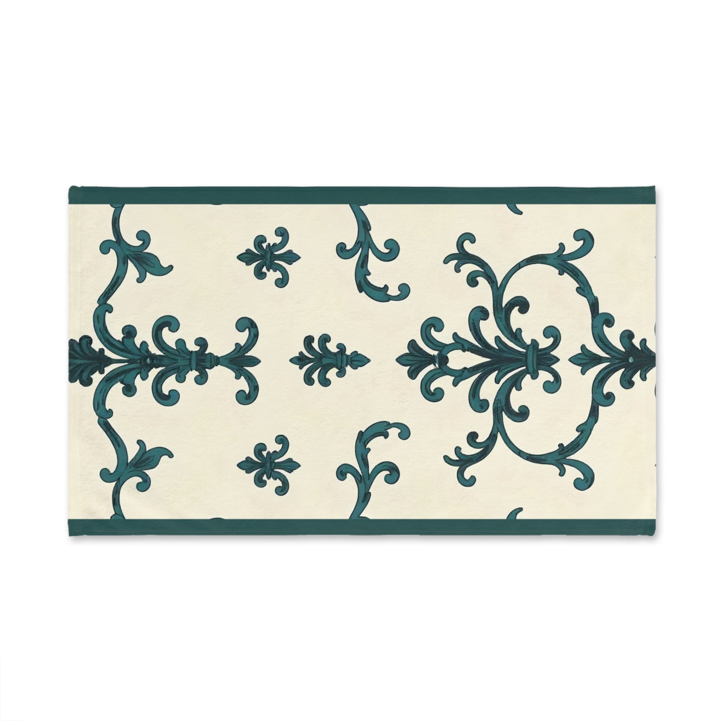 Hand Towel - Teal Striped Rococo