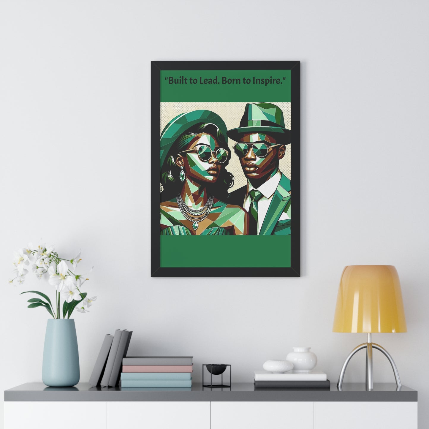 Stylish Framed Vertical Poster - Modern Art for Home Decor - "Built to Lead. Born to Inspire."