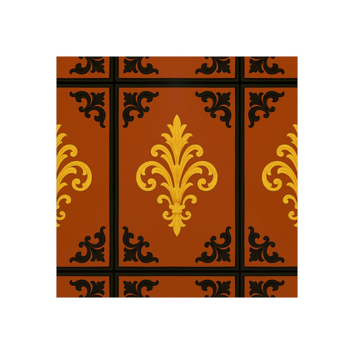 Dusk Terracotta Baroque Foam Board — Baroque Pattern Wall Art (Dusk Terracotta, Gold & Black)