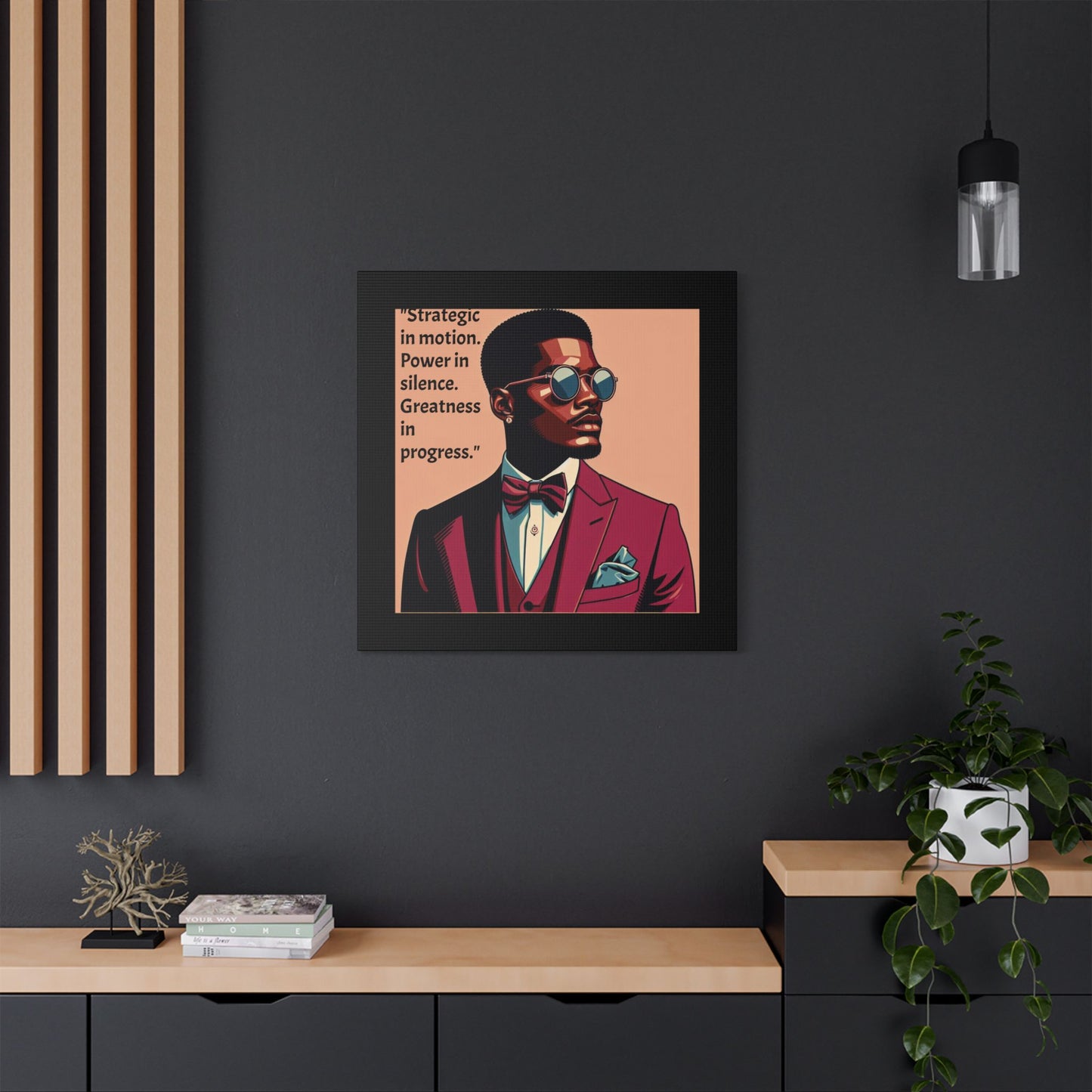 Afro Art Print Canvas, Wall Decor, Satin Stretched Canvas, African American Art, Office Decor, Home Decor - "Strategic In Motion...."
