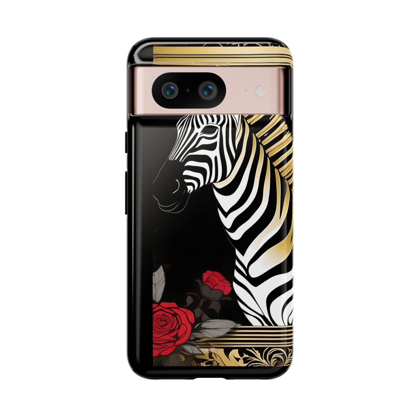 Phone Case - Elegant Zebra & Roses Design