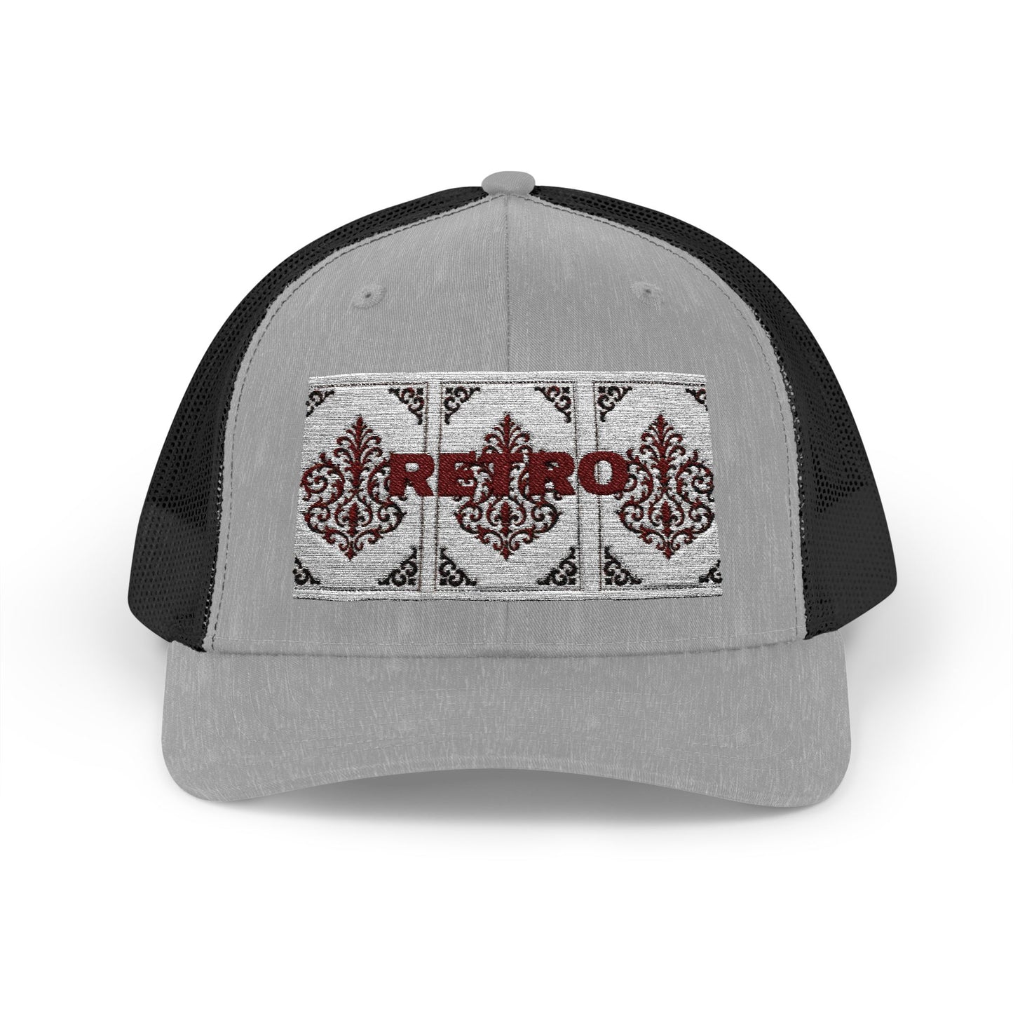 Retro Baroque Trucker Cap — Almond Beige & Brown Snapback