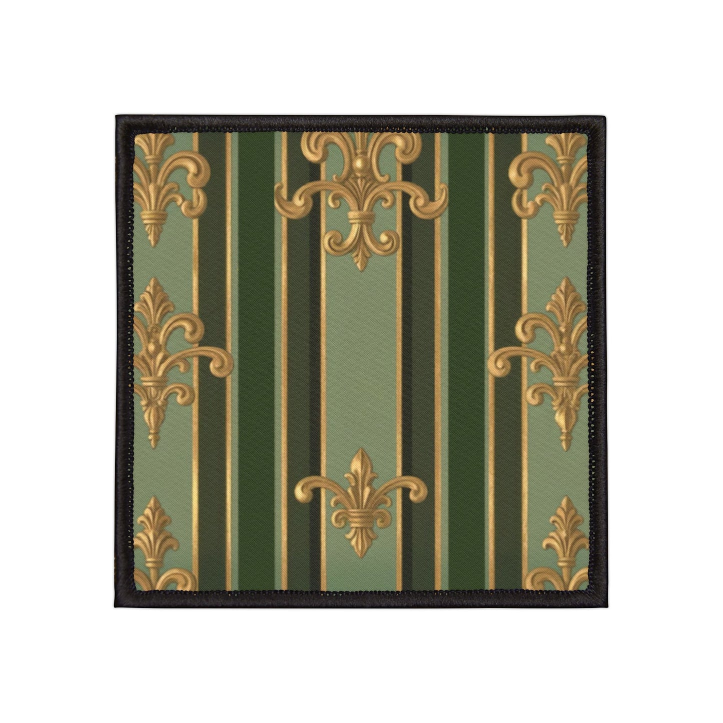 Elegant Vintage Iron-On Patches for Jackets, Upcycle Fashion, DIY Projects, Unique Gift Idea  - Green Striped Gold Baroque