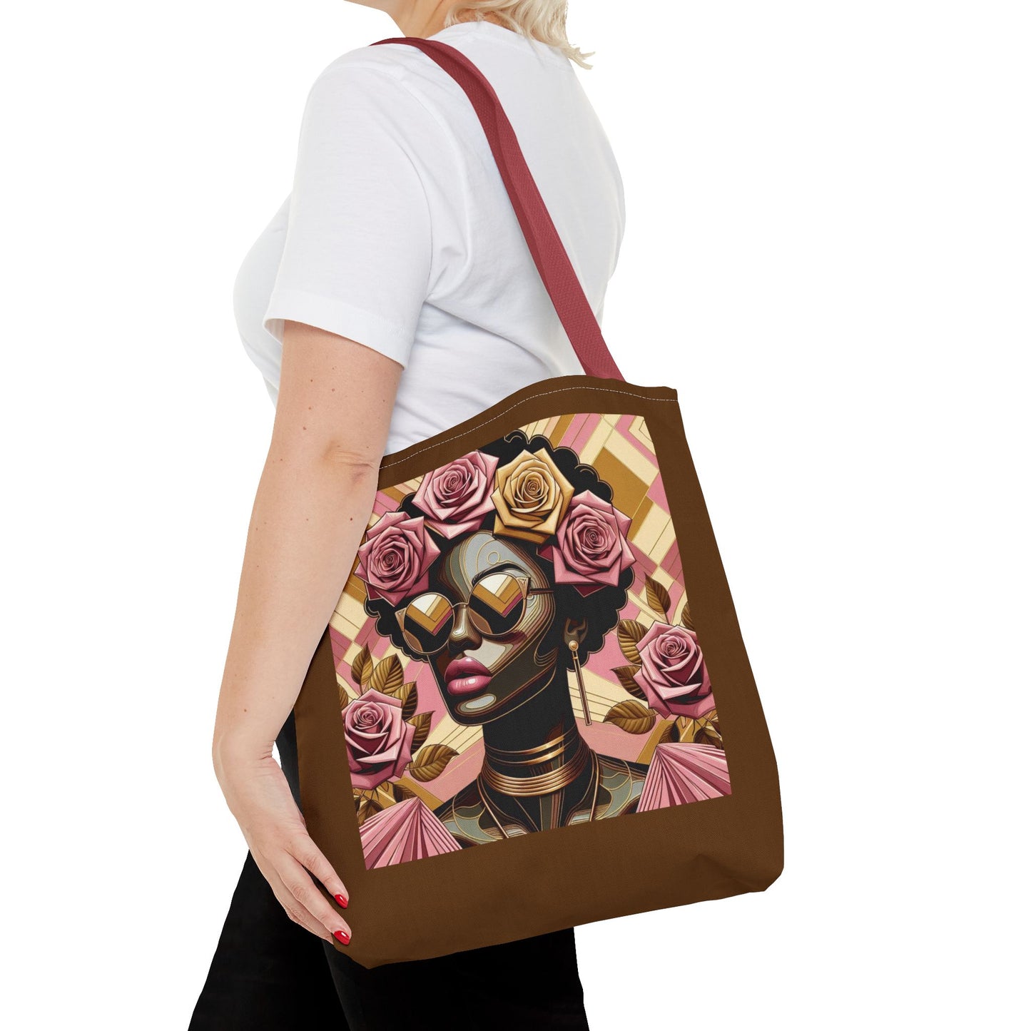 Chic Floral Tote Bag - Fashionable Everyday Accessory, Gift for Her, Boho Style, Shopping Bag, Eco-Friendly Carryall - Pink Roses Lady
