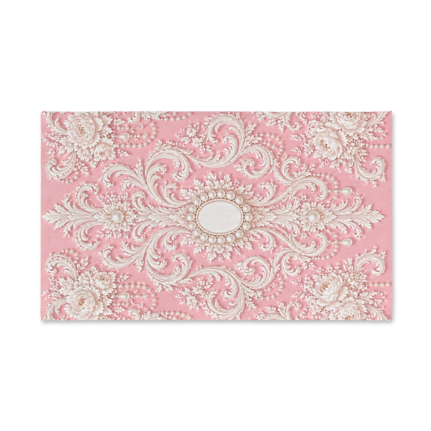 Pink Rococo Hand Towel — Ornate Pearl Rococo Accent