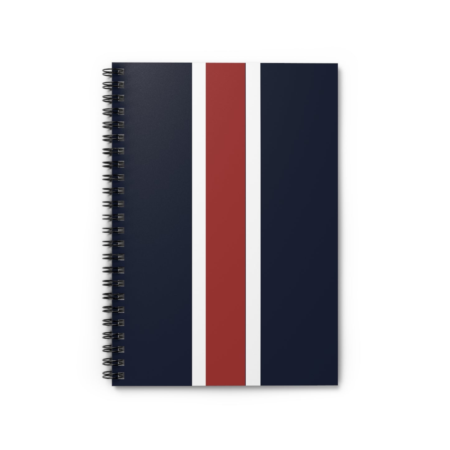 Lunar Midnight & Red-White Striped Stylish Spiral Notebook - Ruled Lines, Perfect for Students, Journaling, Note-Taking, Gifts, and Organizing