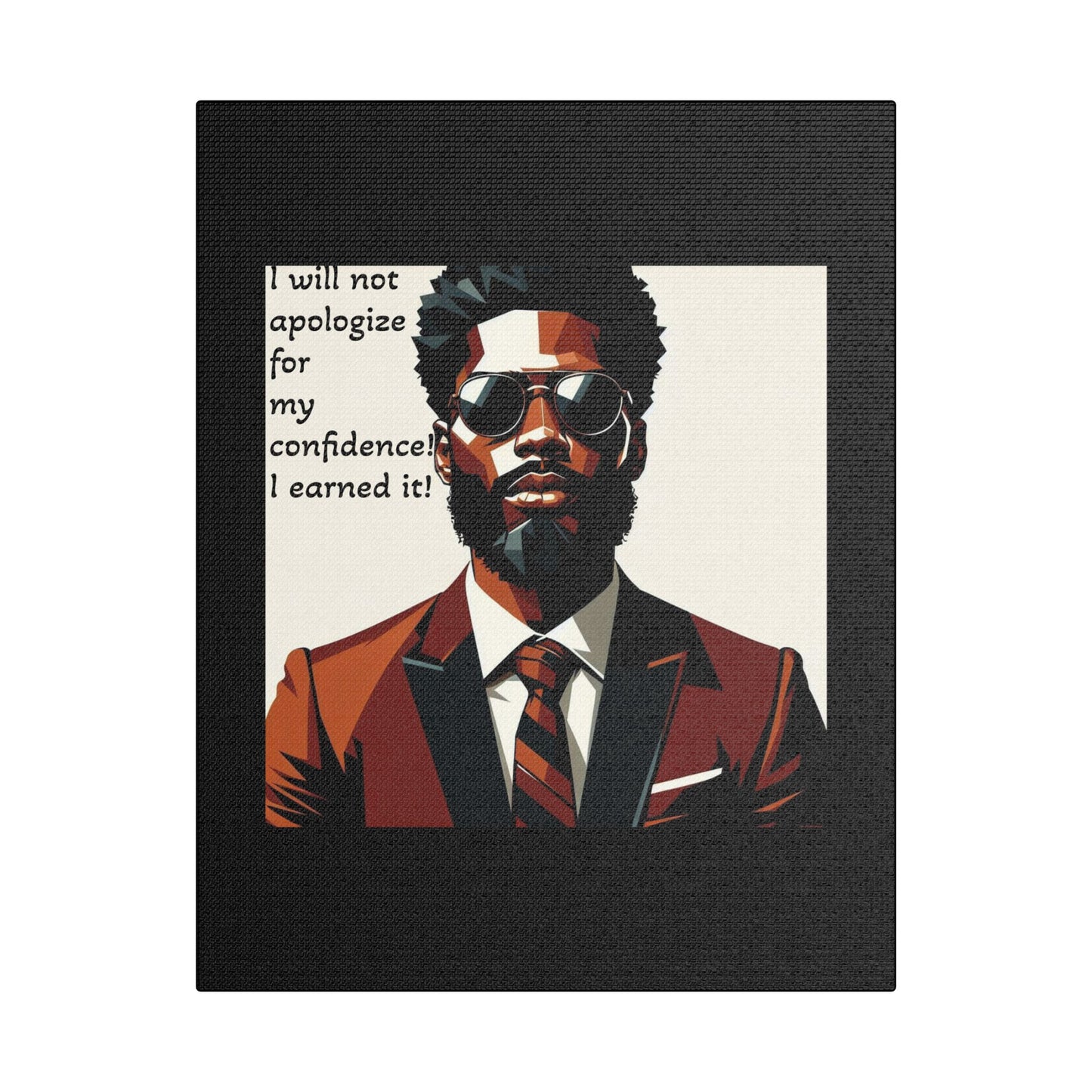 Afro Art Print Canvas, Wall Decor, Satin Stretched Canvas, African American Art, Office Decor, Home Decor - Confident Man In Suit