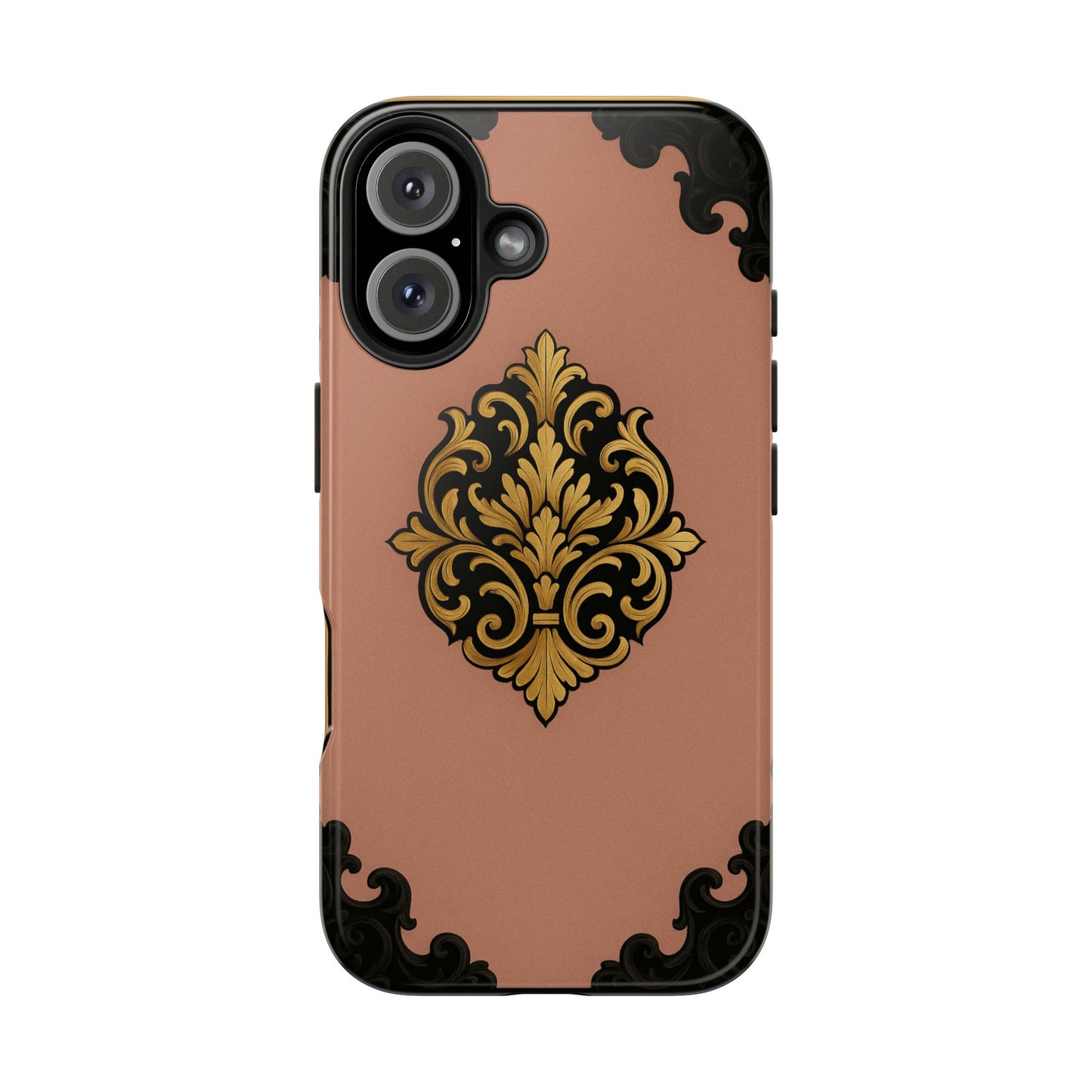 Mauve & Black-Gold Baroque Tough Phone Case — Ornate Protective iPhone Cover
