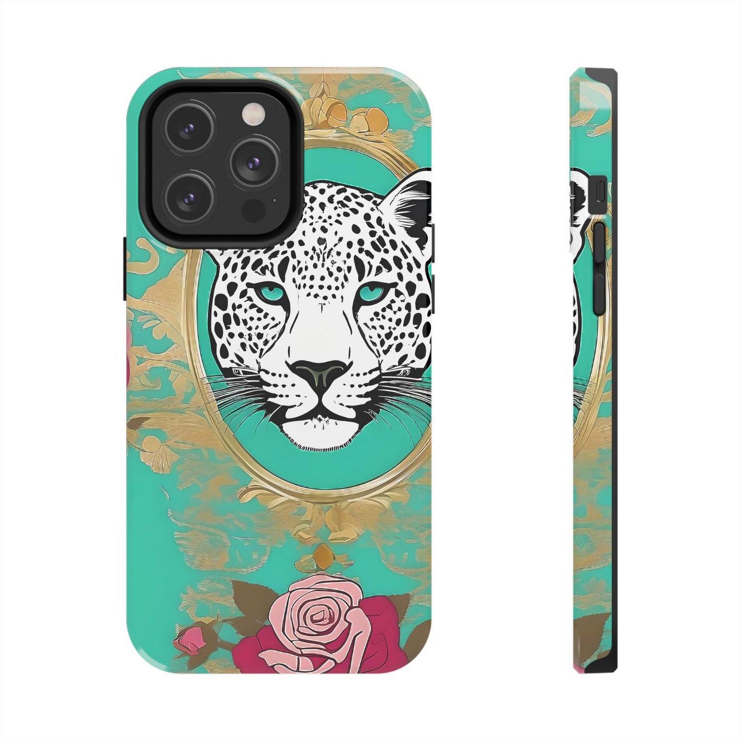 Leopard Tough Phone Case - Trendy Floral Design for Animal Lovers - Leopard & Rose