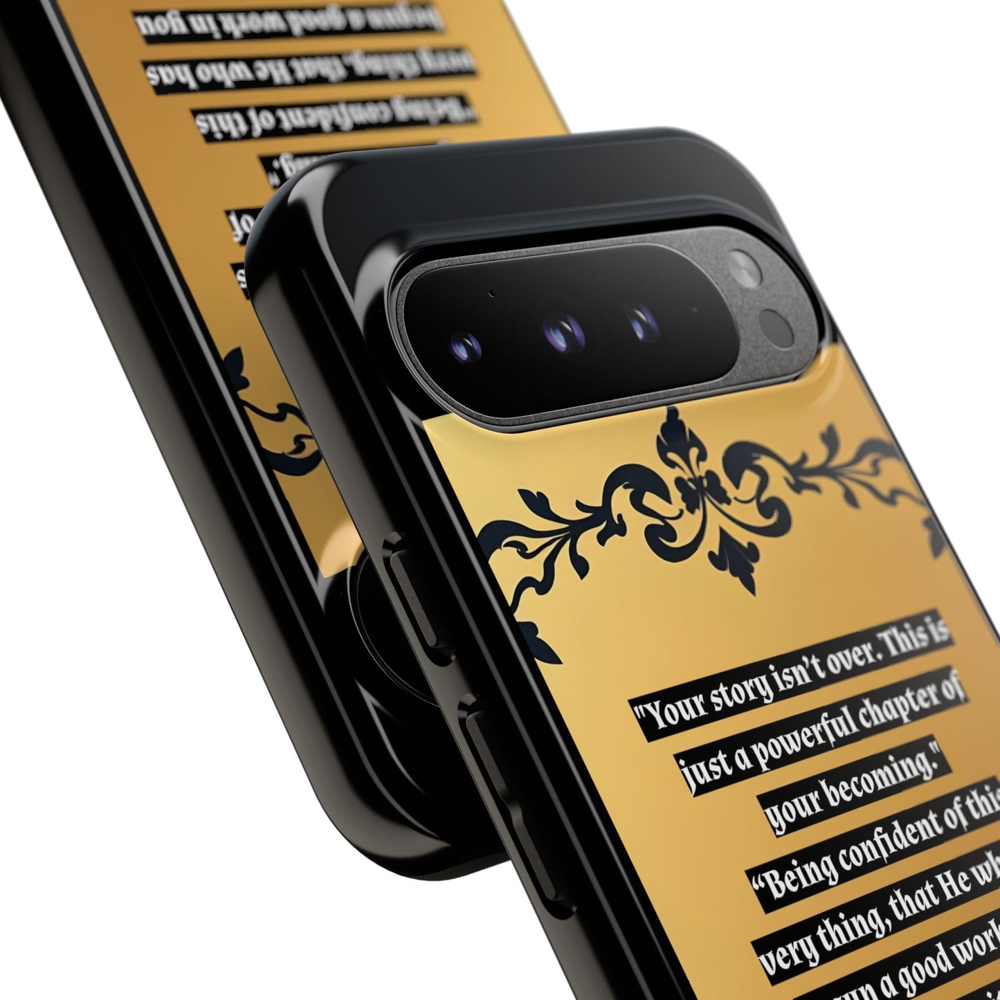 Elegant Floral Motif Phone Case - Tough Cases with Vintage Design - "Your story isn't over"