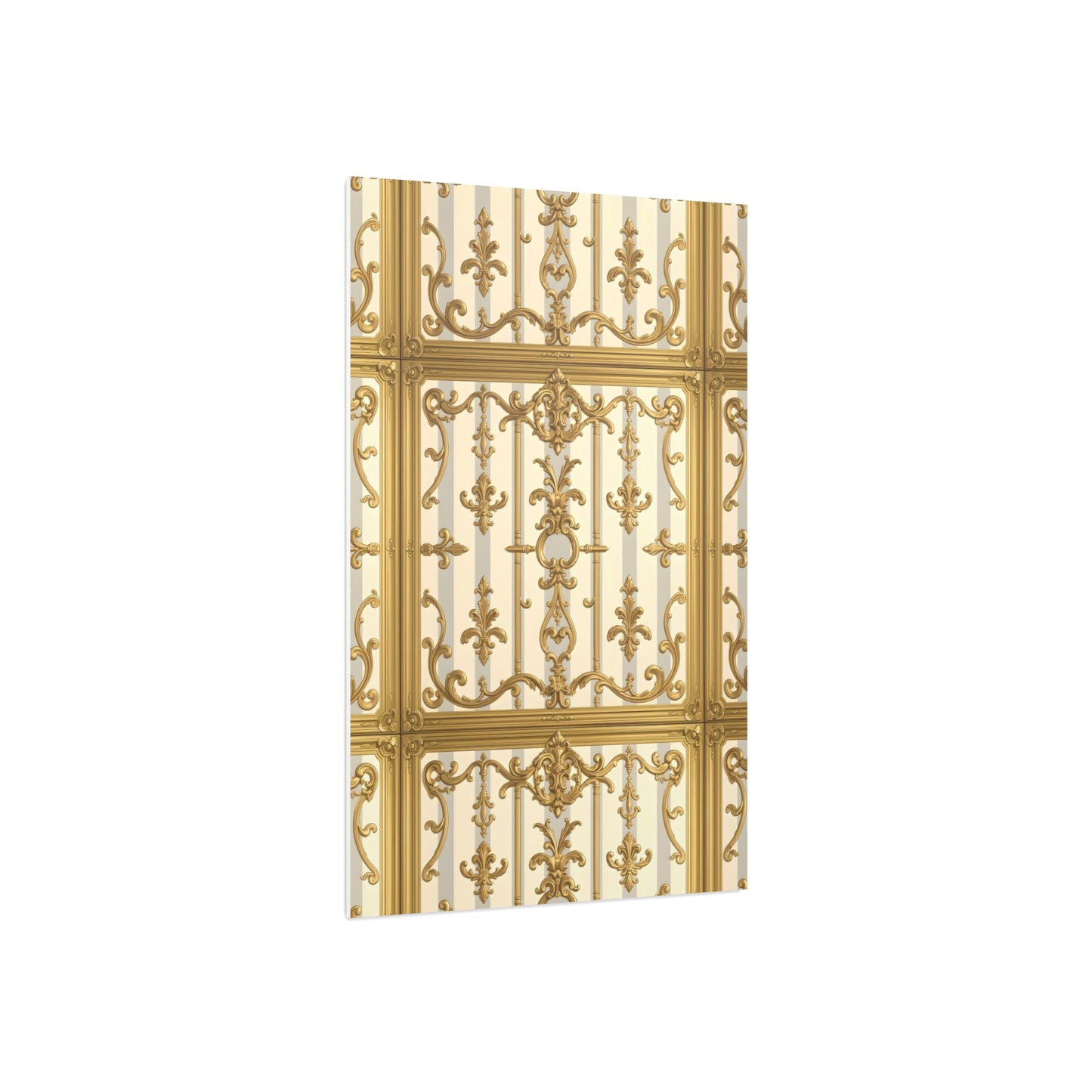 Elegant Ornate Foam Board Art - Luxury Wall Décor, Home Decoration, Versatile Display Board - Matte Gray & Cream Striped Gold Baroque