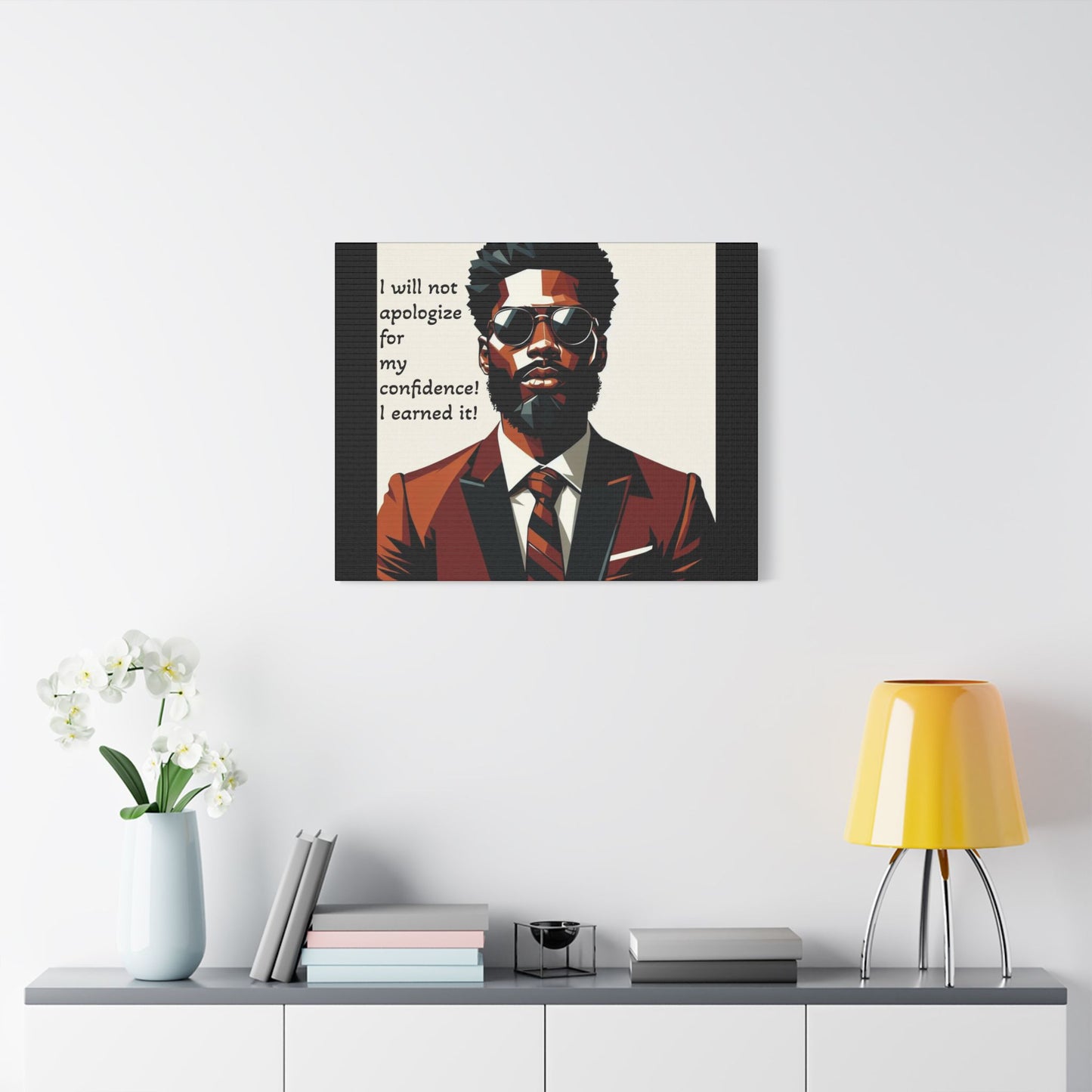 Afro Art Print Canvas, Wall Decor, Satin Stretched Canvas, African American Art, Office Decor, Home Decor - Confident Man In Suit