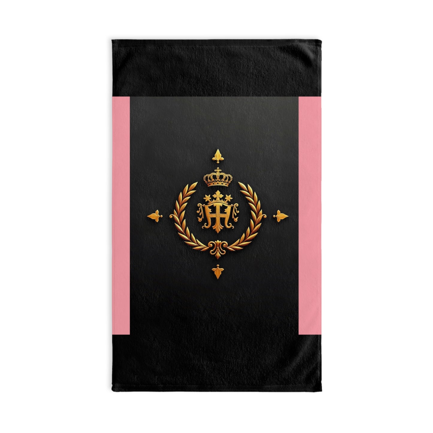 Elegant Monogrammed Hand Towel for Home Decor, Bathroom Accessory, Gift Idea, Luxury Towel, Housewarming Present - Pink Striped Gold Crest