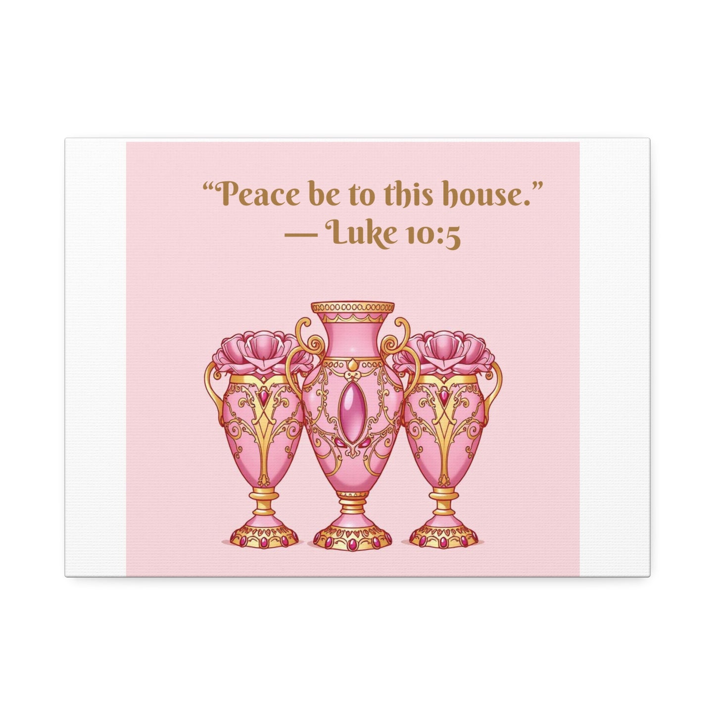 Decorative Canvas Wall Art - "Peace Be to This House" Vases, Home Decor, Inspirational Wall Art, Gift for Housewarming - 10:5