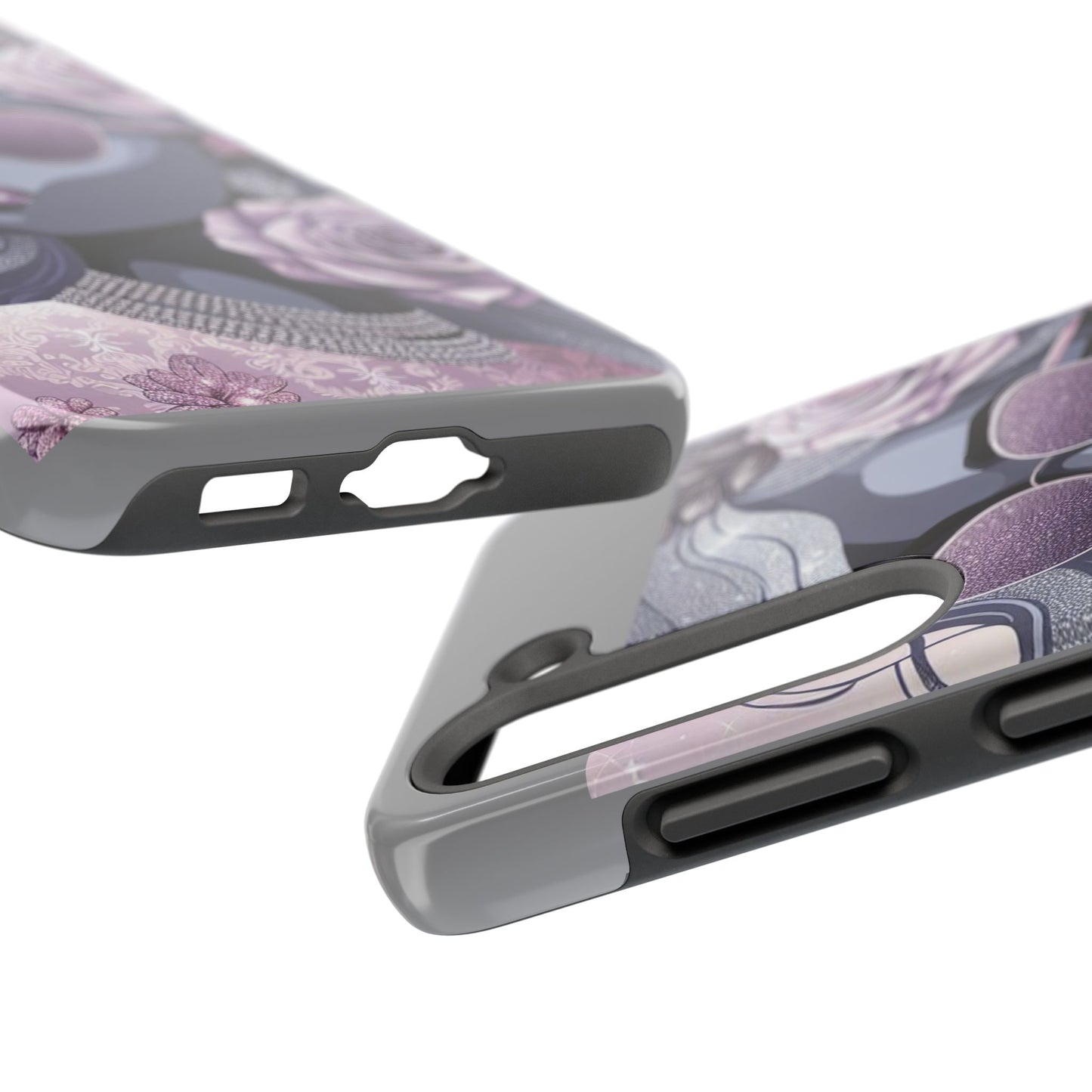 Glamorous Floral Tough Phone Case - Chic Protection for Trendsetters - Lilac & Lavender