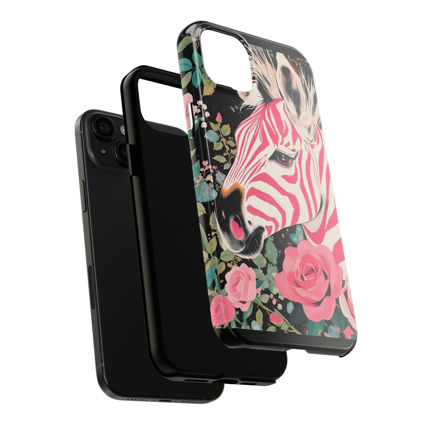Pink Zebra Tough Phone Case - Trendy Floral Design for Animal Lovers