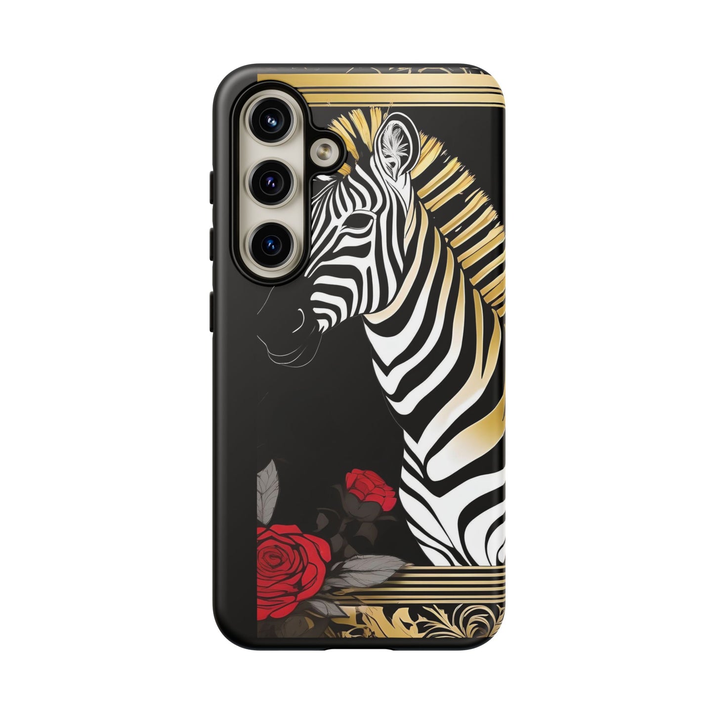 Phone Case - Elegant Zebra & Roses Design