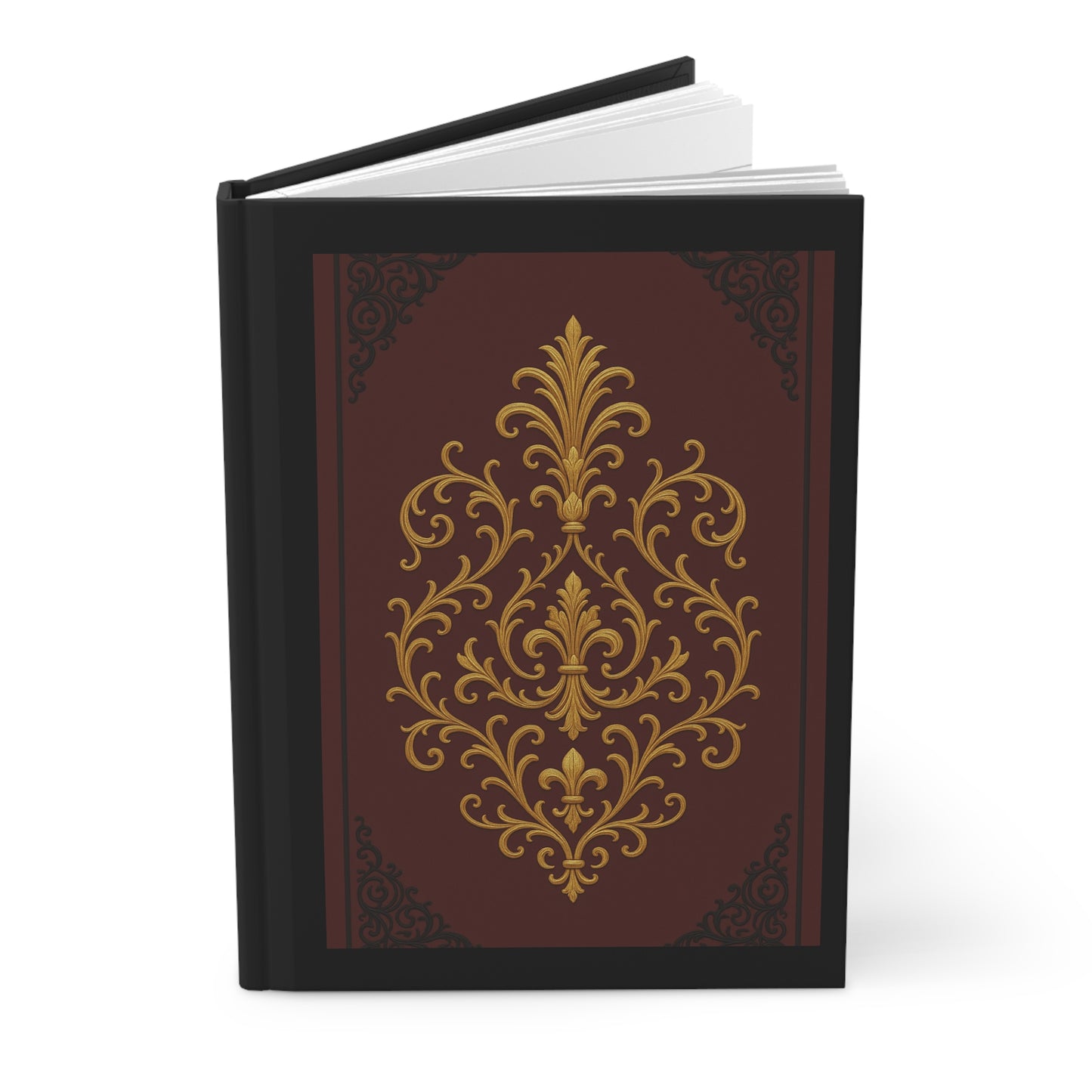 Dusk Burgundy-Black & Gold Baroque Ornate Vintage Hardcover Journal — Gold Baroque Design