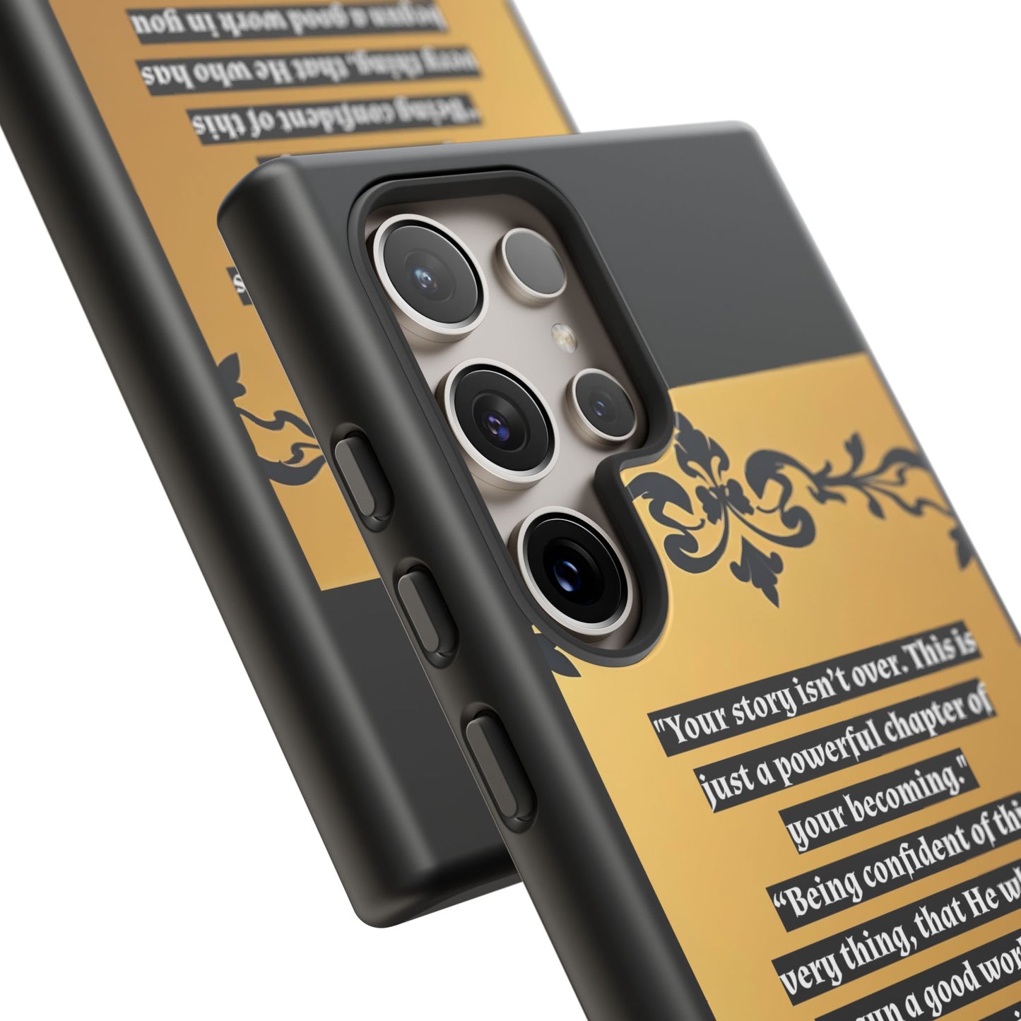 Elegant Floral Motif Phone Case - Tough Cases with Vintage Design - "Your story isn't over"
