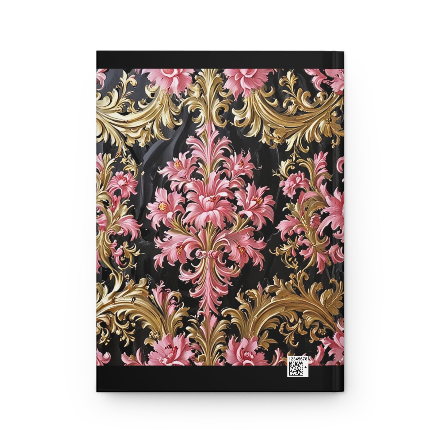 Elegant Floral Hardcover Journal, Stylish Notebook, Gift for Writers, Journal for Thoughts - Black & Pink Oil Painting Style Rococo
