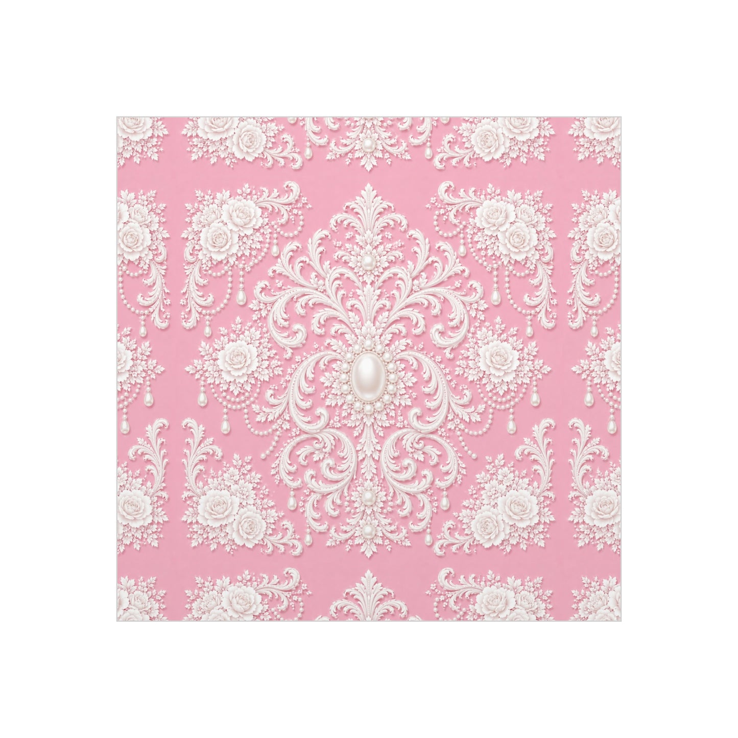 Pink Rococo Pearl Foam Board Wall Art — Elegant Vintage Floral Accent