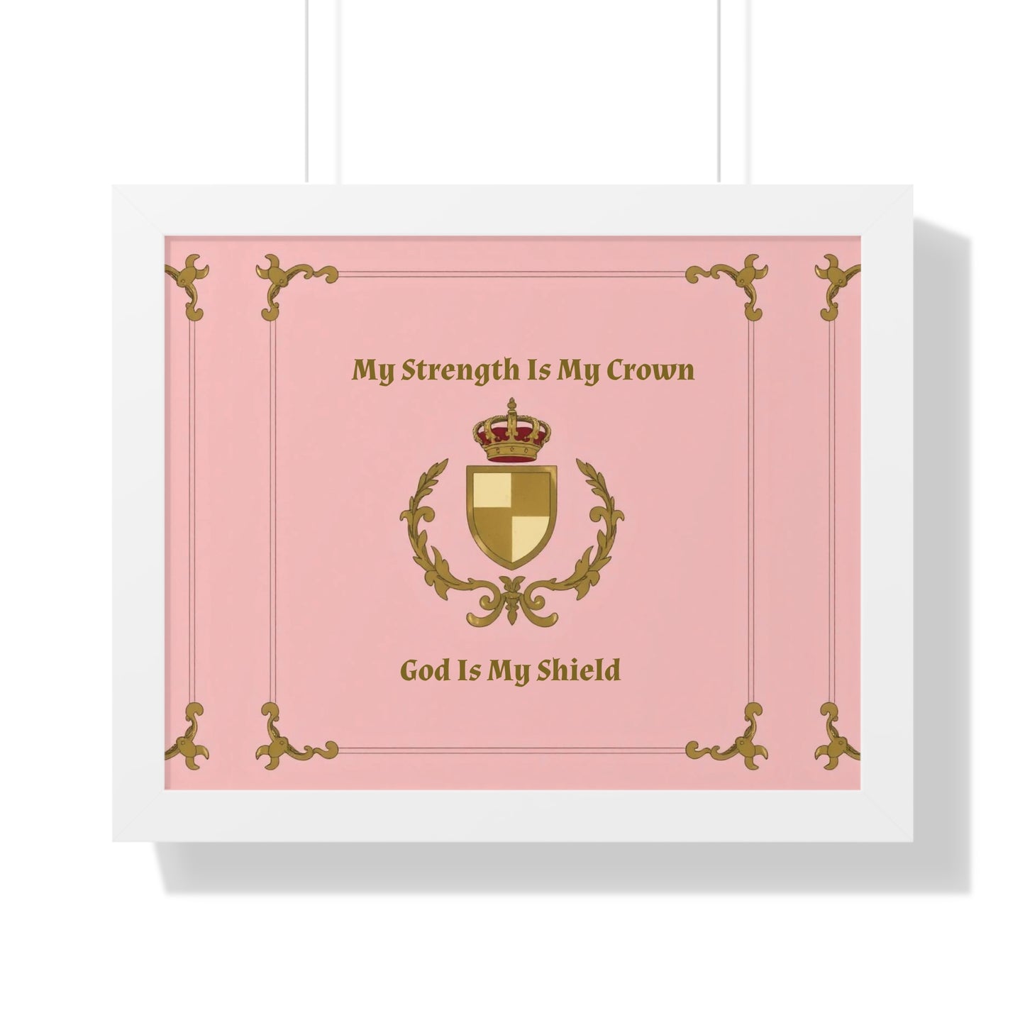 Crest & Crown Spiritual Quote Empowering Framed Poster, Inspirational Wall Art, Crown Design, Home Decor, Motivational Gift, Bible Verse Decoration