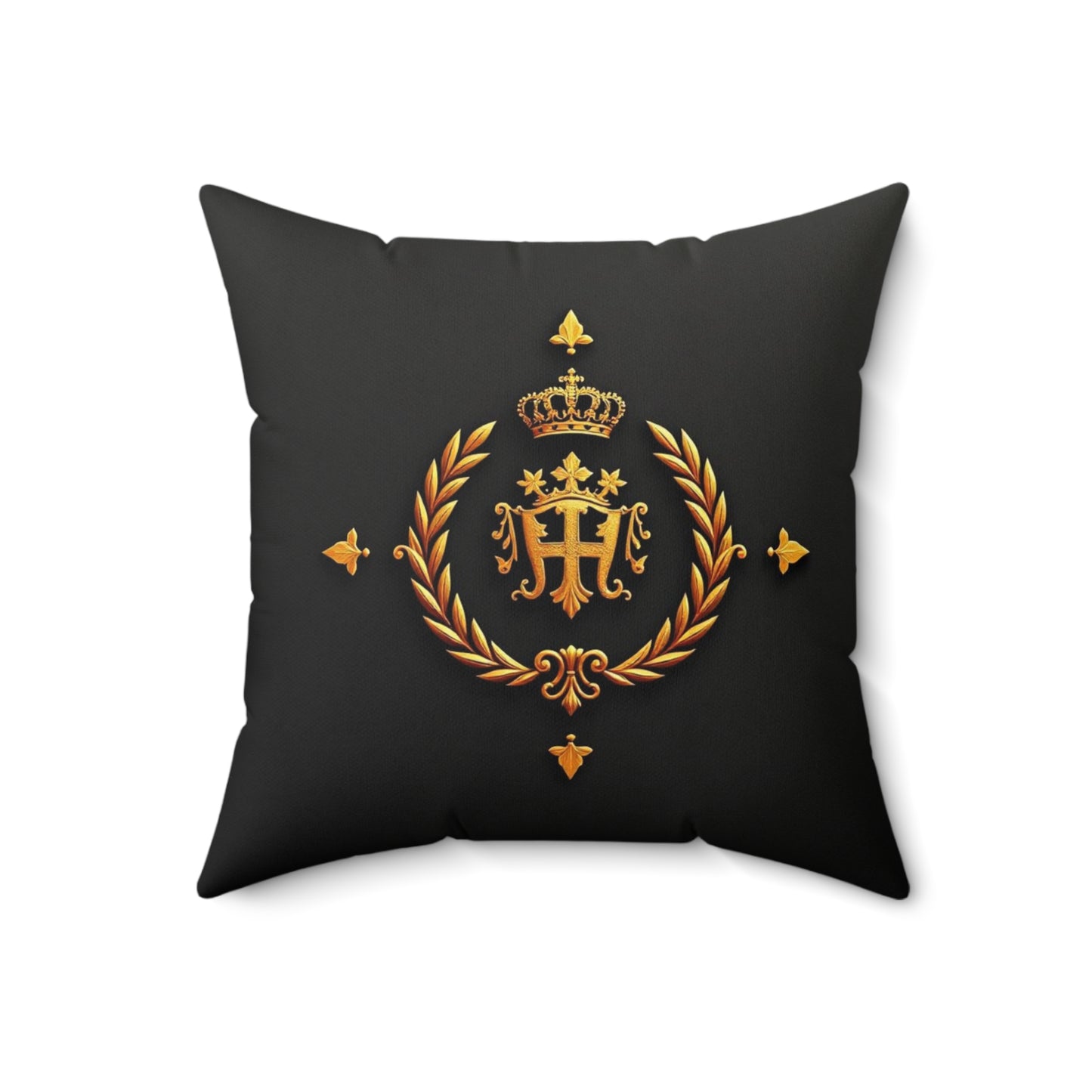Royal Faux Suede Pillow, Elegant Home Decor, Luxury Cushion, Housewarming Gift, Personalized Accent Pillow - Gold Crest