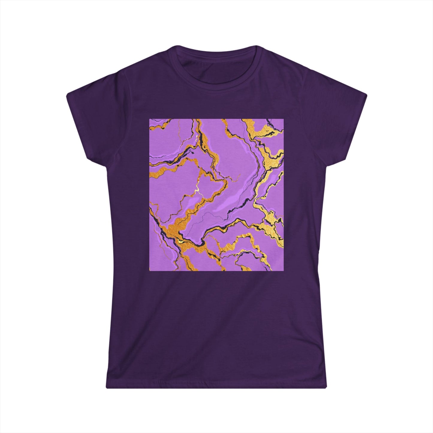 Lavender Marble Women’s Tee, Artistic Graphic Shirt, Fashionable Casual Wear, Gift for Her, Summer Style