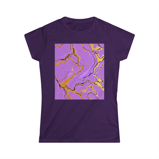 Lavender Marble Women’s Tee, Artistic Graphic Shirt, Fashionable Casual Wear, Gift for Her, Summer Style
