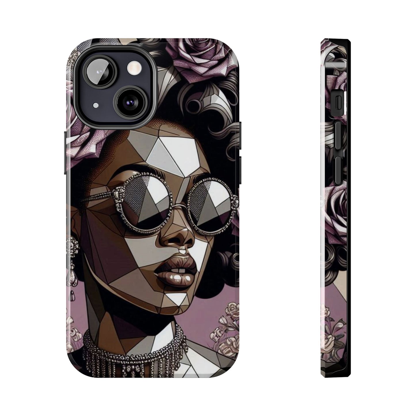 Chic Geometric Phone Case, Stylish Tough Case for Women, Unique Gift, Floral Design, Modern Accessories for Everyday Use - Lilac Baroque Lady