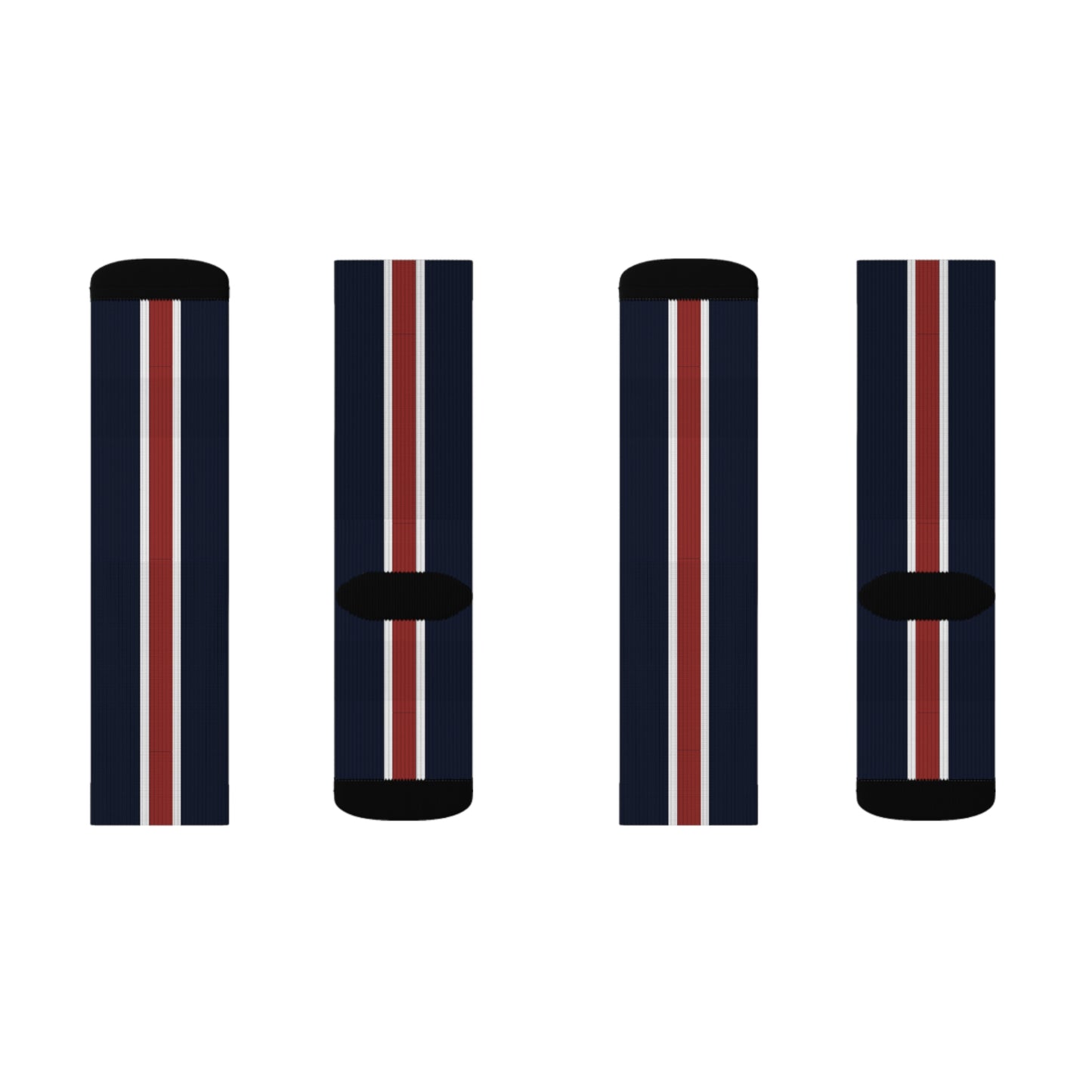 Lunar Midnight & Red-White Striped Stylish Sublimation Socks for Everyday Wear, Personalized Gift Socks, Unique Fashion Accessories, Trendy Socks