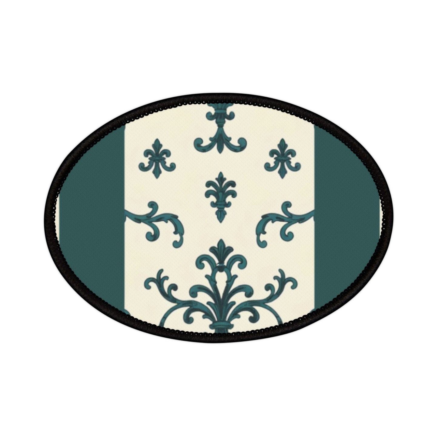 Chic Vintage Iron-On Patches for Jackets, Bags, Upcycle Clothing, Embellishment, DIY Fashion Accessories - Teal Striped Rococo