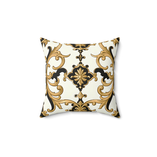 Luxurious Floral Patterned Pillow, Decorative Couch Cushion, Vintage Home Decor, Elegant Gift for Any Occasion, Decorative Pillow - Black & Gold Rococo