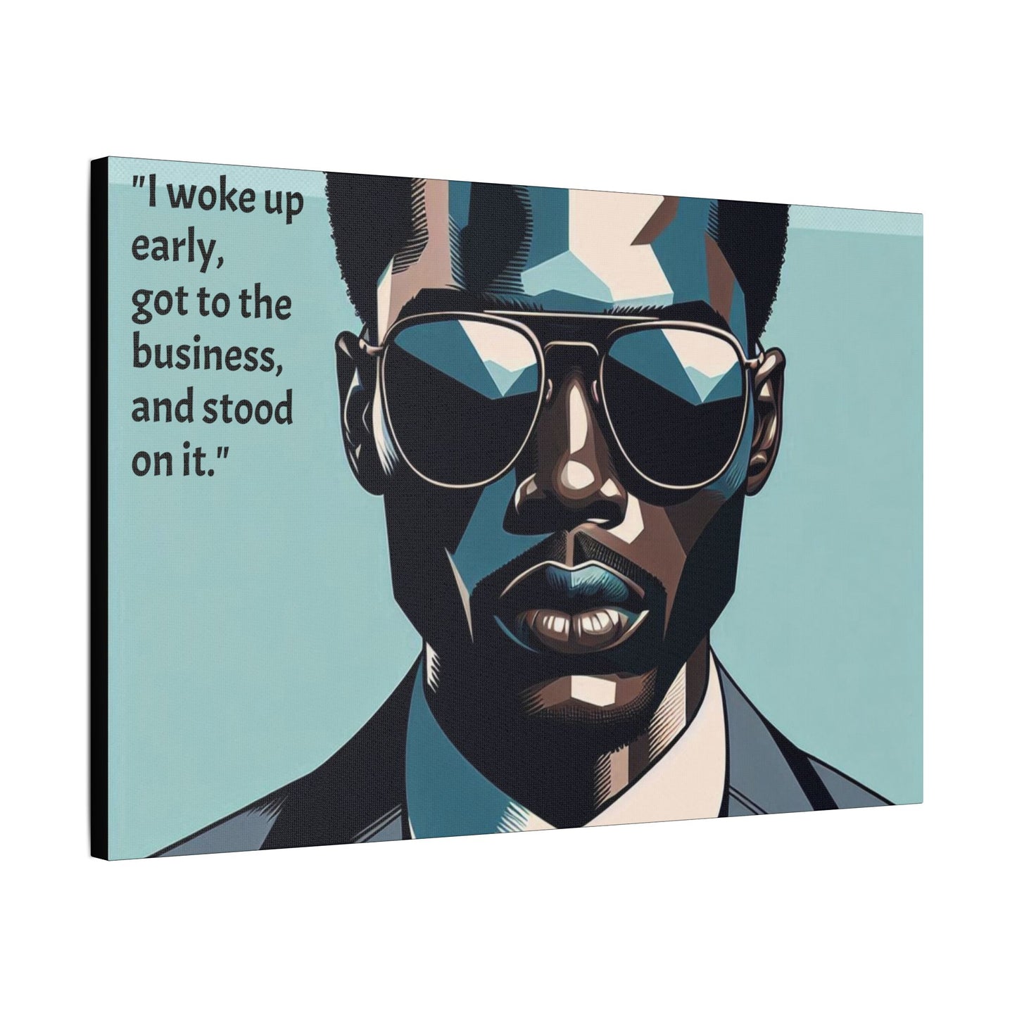 Afro Art Print Canvas, Wall Decor, Satin Stretched Canvas, African American Art, Office Decor, Home Decor - "I woke up early"