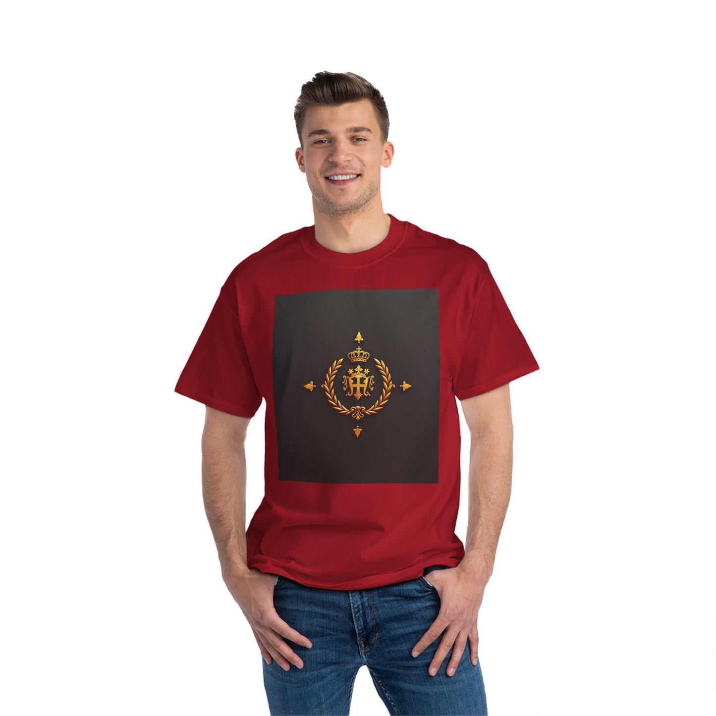 Stylish Gold Emblem T-Shirt, Casual Tee, Unique Gift, Everyday Wear, Graphic Shirt, Fashion Statement - Gold Crest