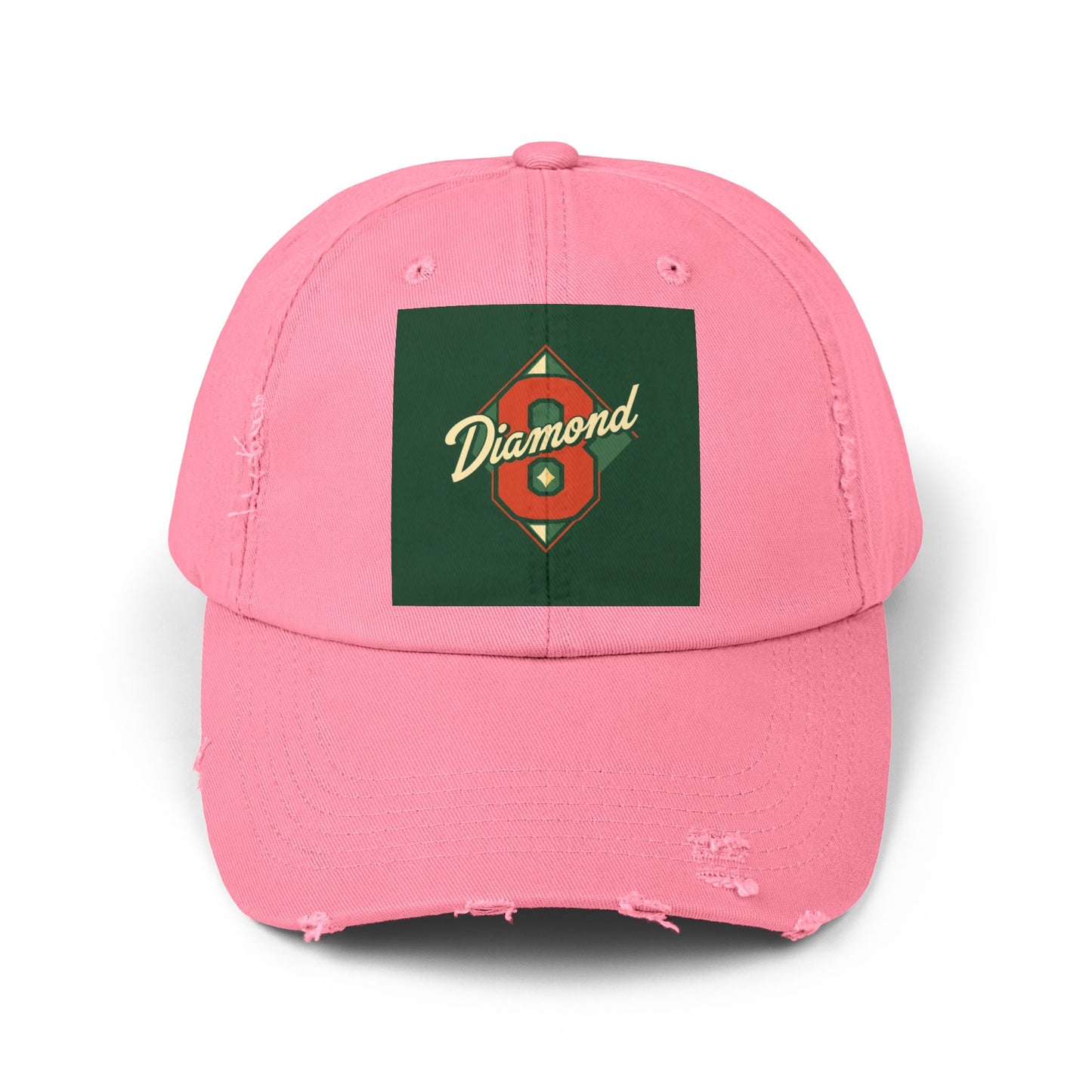 Unisex Distressed Cap - Vintage Baseball Style Hat, Cool Casual Headwear - Diamond 8