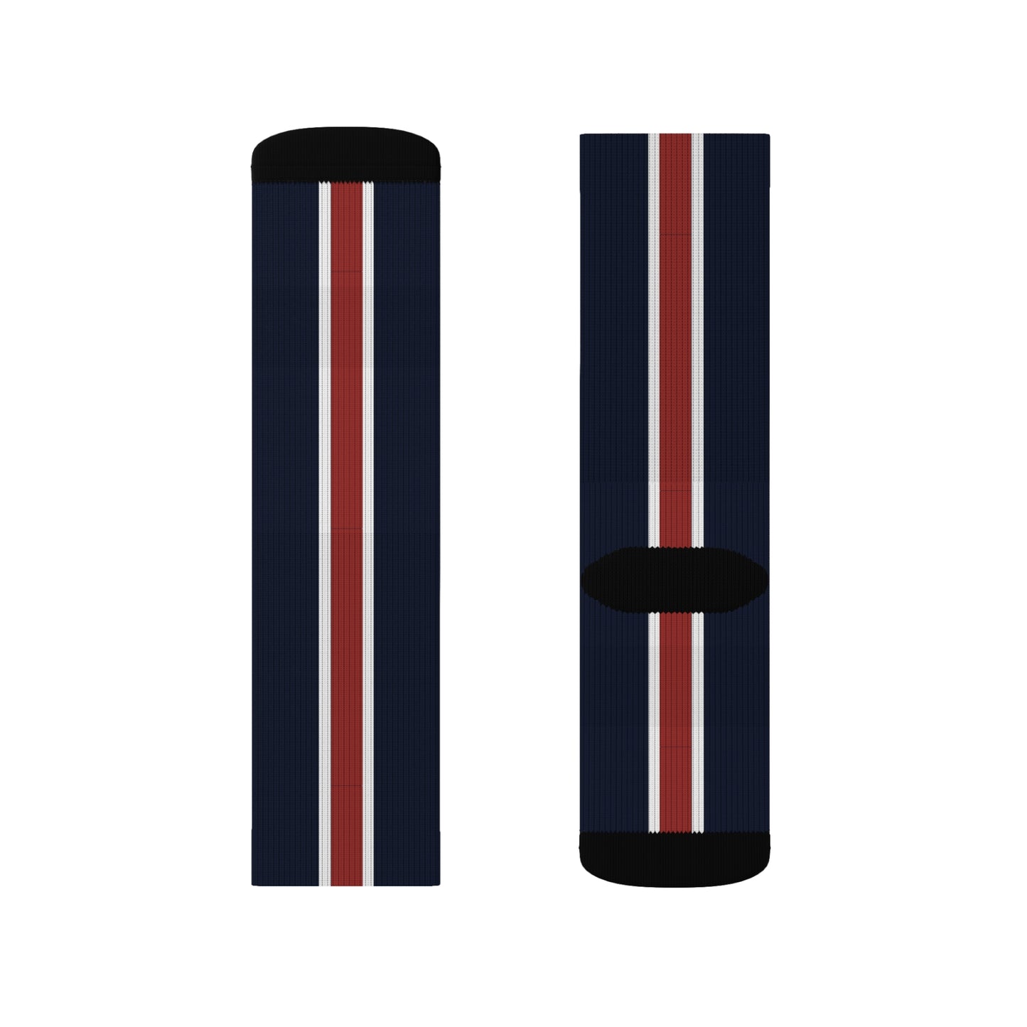 Lunar Midnight & Red-White Striped Stylish Sublimation Socks for Everyday Wear, Personalized Gift Socks, Unique Fashion Accessories, Trendy Socks