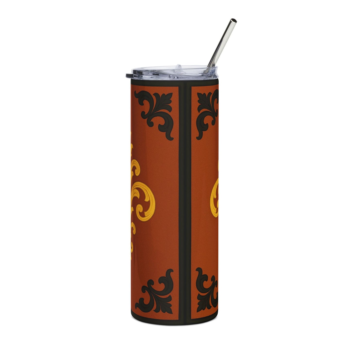 Dusk Terracotta Baroque 20oz Stainless Steel Tumbler — Elegant Vintage-Inspired Travel Cup