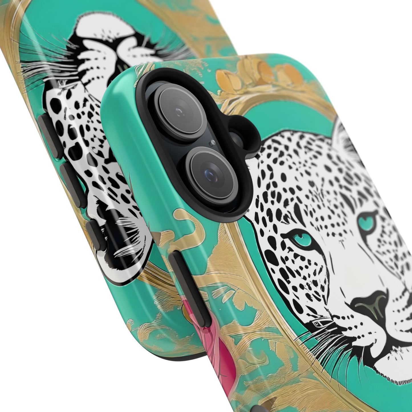 Leopard Tough Phone Case - Trendy Floral Design for Animal Lovers - Leopard & Rose