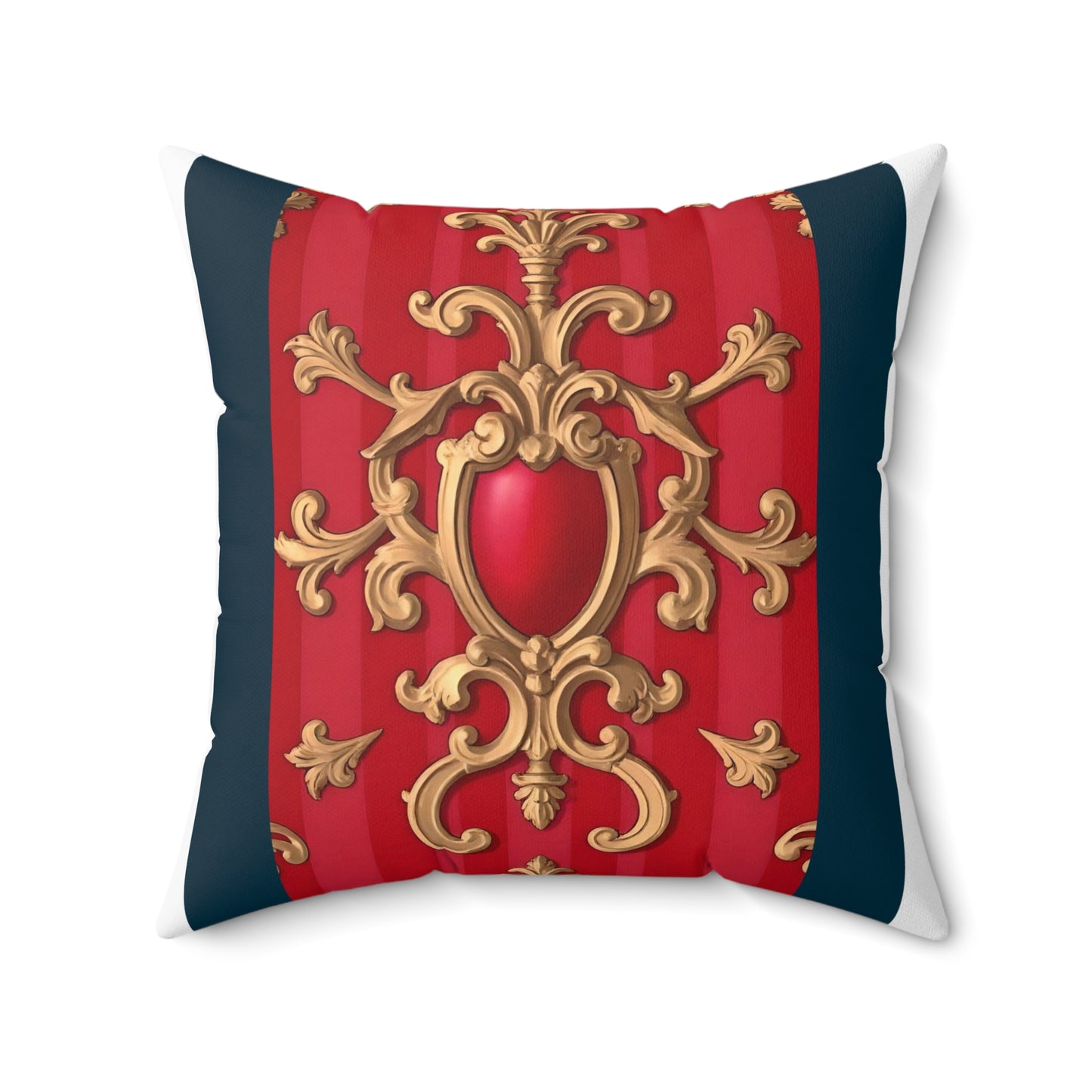 Regal Decorative Pillow - Elegant Home Decor, Luxury Cushion, Statement Pillow, Gift for Homeowners - Blue, Red & White Striped Baroque
