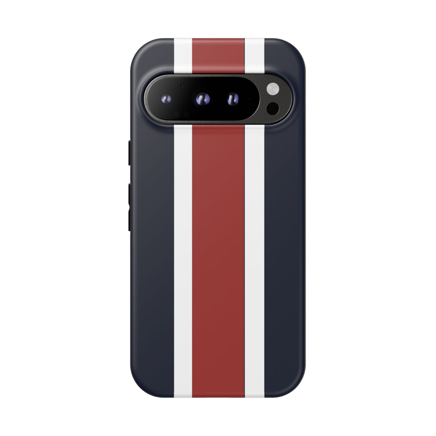 Lunar Midnight & Red-White Striped Stylish Phone Case - Tough Cases, Custom iPhone Cover, Sleek Phone Accessories, Gifts for Him/Her