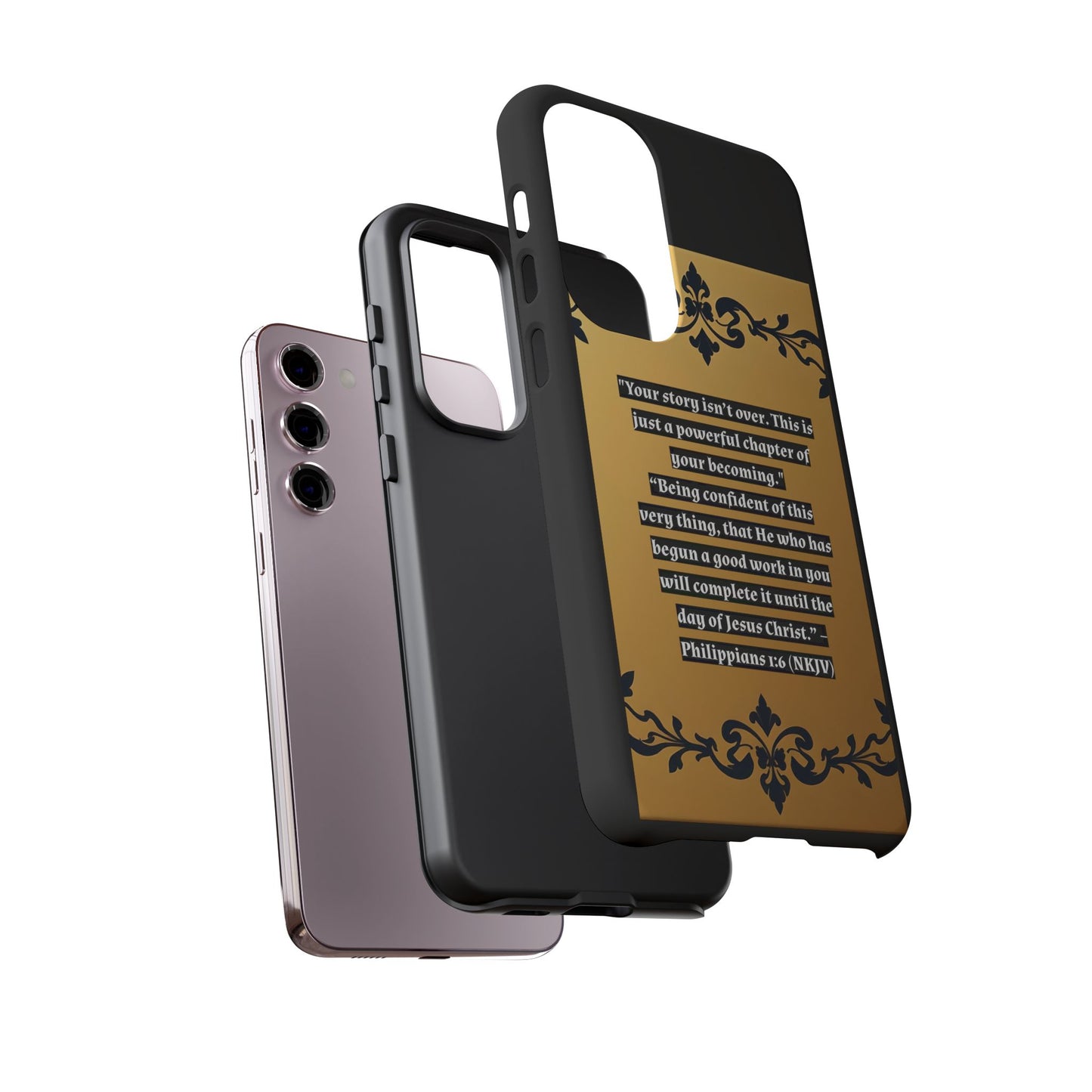Elegant Floral Motif Phone Case - Tough Cases with Vintage Design - "Your story isn't over"