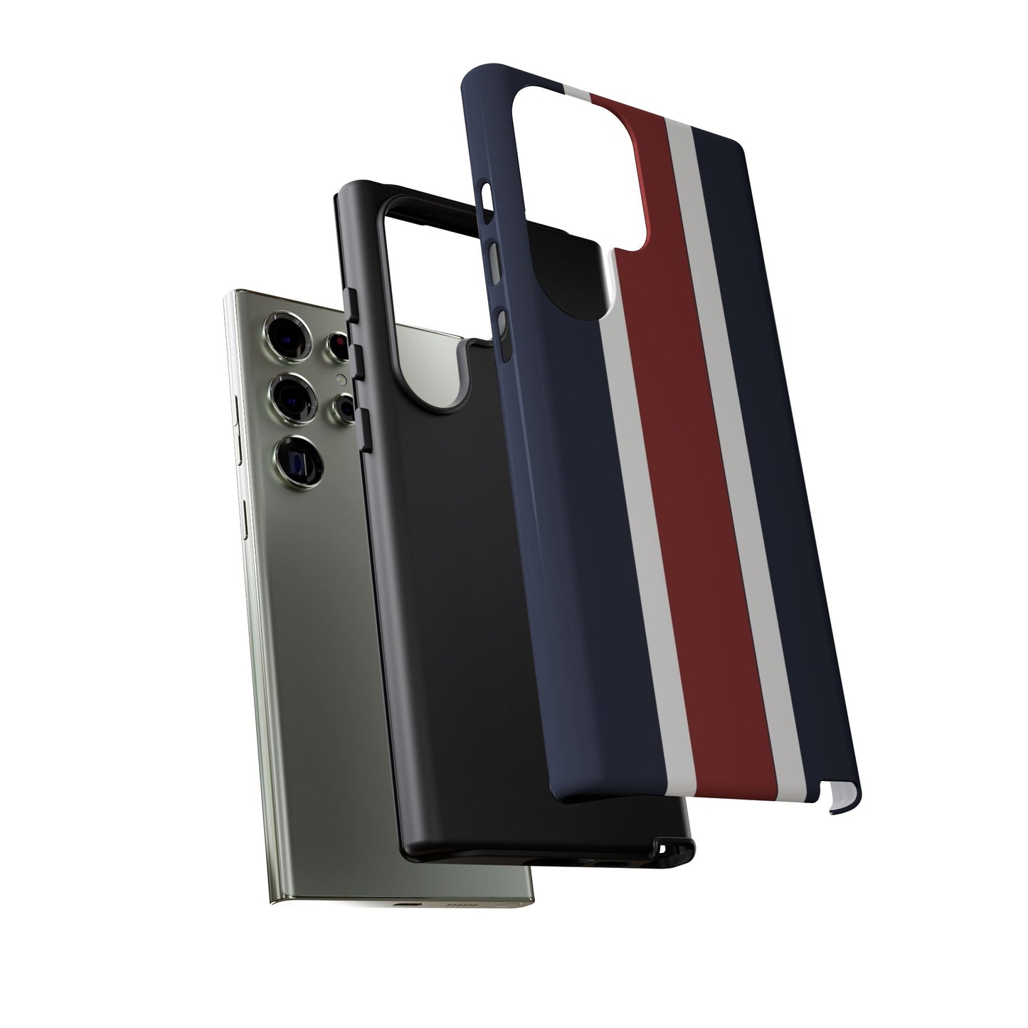 Lunar Midnight & Red-White Striped Stylish Phone Case - Tough Cases, Custom iPhone Cover, Sleek Phone Accessories, Gifts for Him/Her