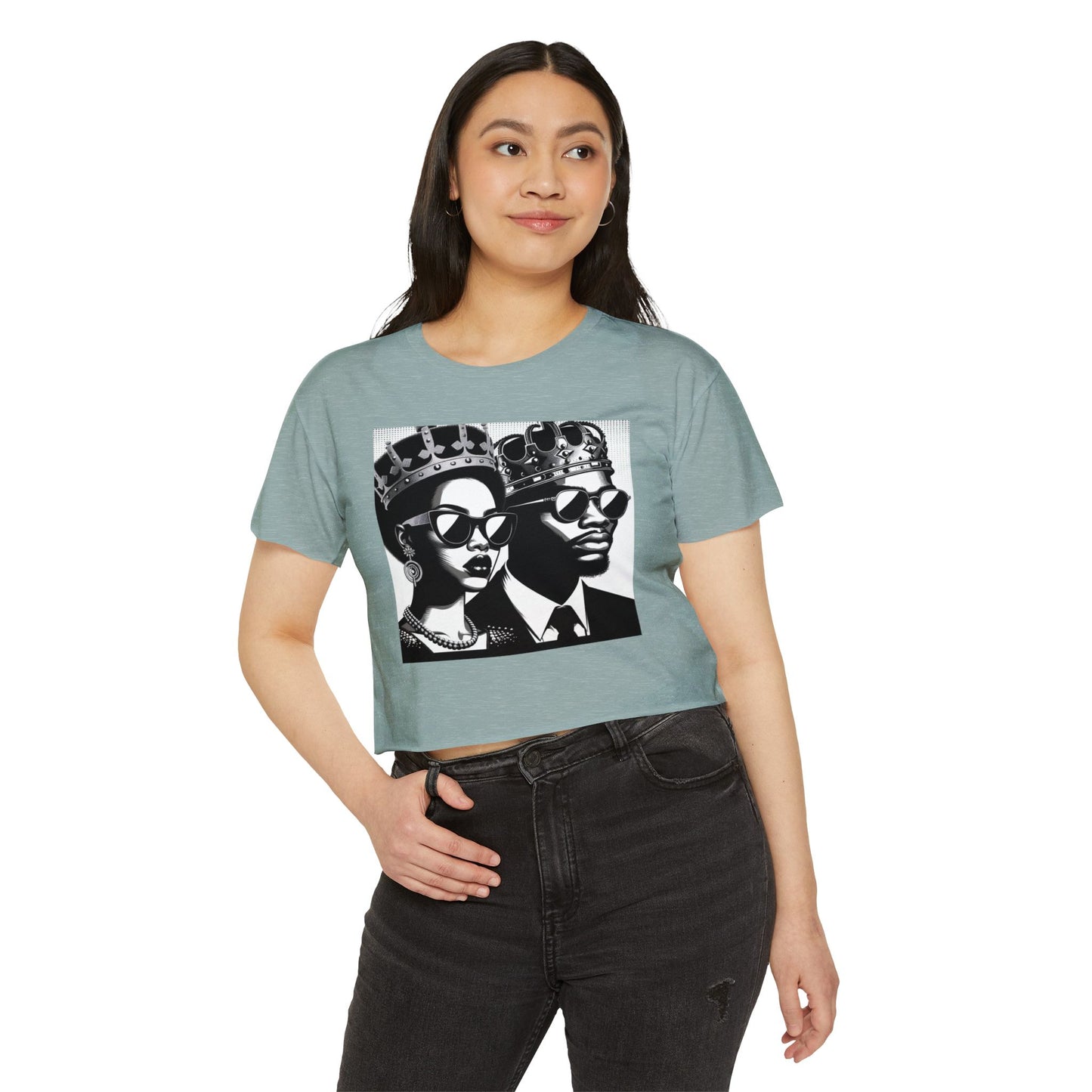 Crowned Kings Festival Crop Top | Stylish Women's Summer Tee, Music Festival Shirt, Streetwear, Boho Chic, Unique Graphic Top