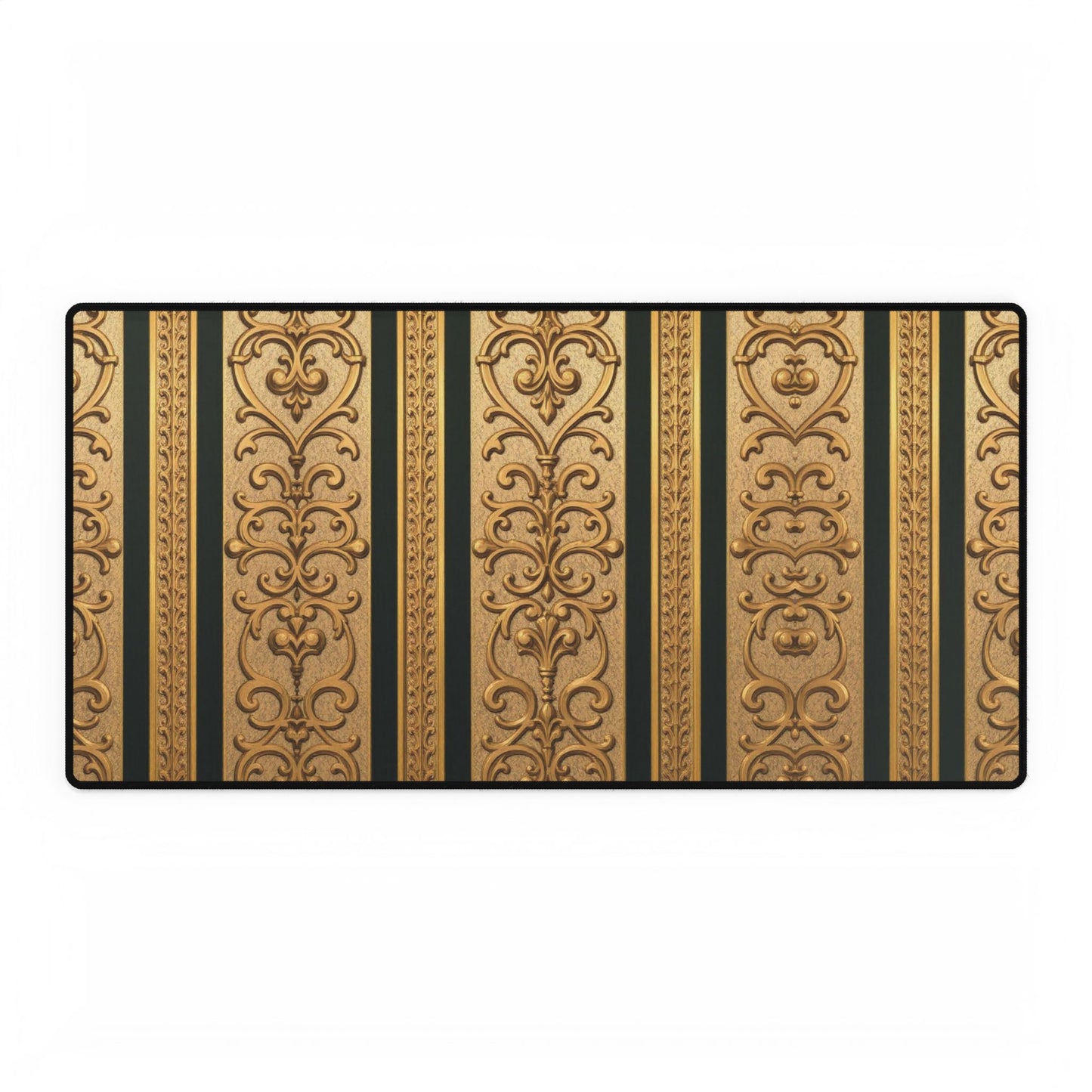 Elegant Teal Striped Gold Baroque Desk Mats for Stylish Workspaces, Office Decor, Gift for Home Office, Modern Accessories, Desk Protection