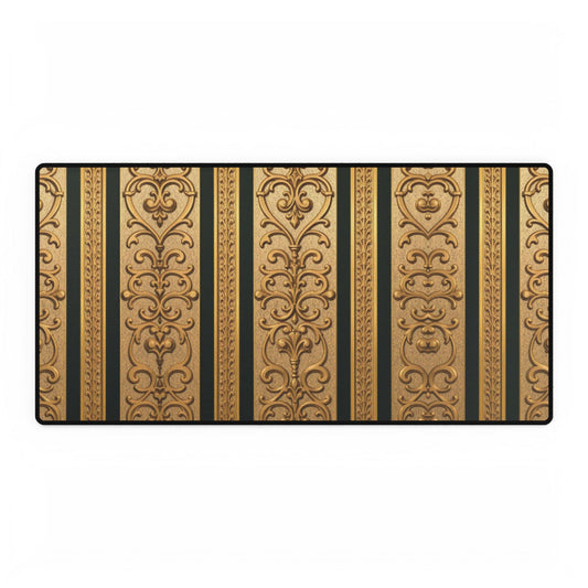 Elegant Teal Striped Gold Baroque Desk Mats for Stylish Workspaces, Office Decor, Gift for Home Office, Modern Accessories, Desk Protection