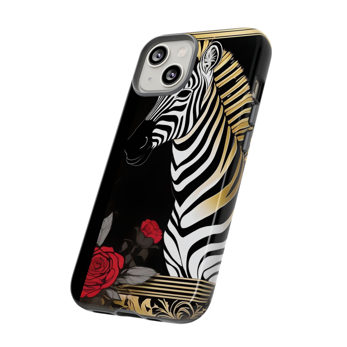 Phone Case - Elegant Zebra & Roses Design