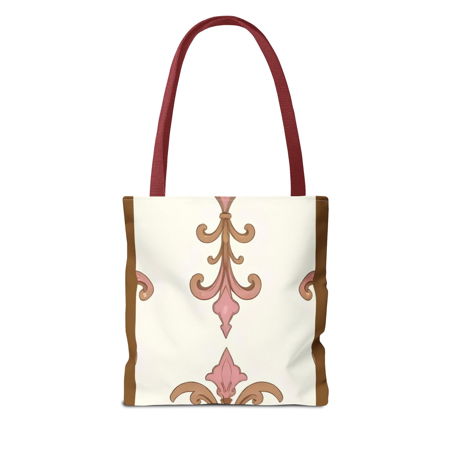 Elegant Floral Tote Bag - Perfect for Everyday Use, Shopping, Gifts, Summer Outings, and Special Occasions - Brown Striped Pink Arabesque