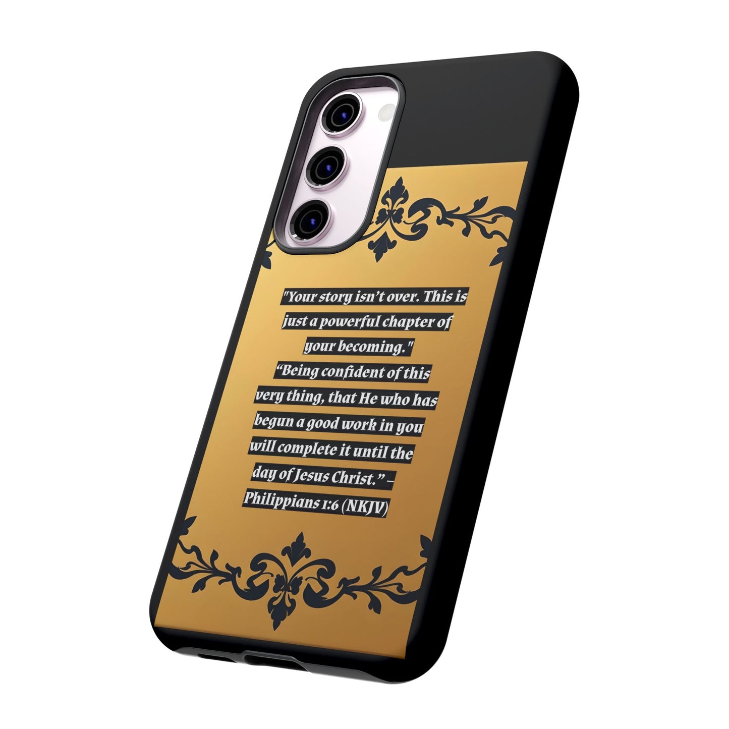 Elegant Floral Motif Phone Case - Tough Cases with Vintage Design - "Your story isn't over"