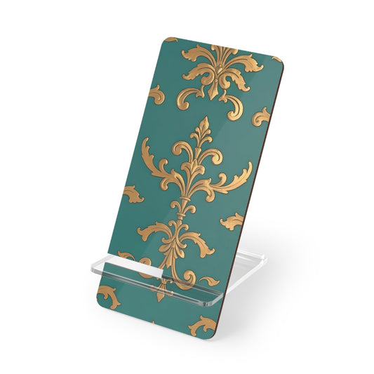 Elegant Floral Smartphone Display Stand - Aqua Damask - Decorative Mobile Holder